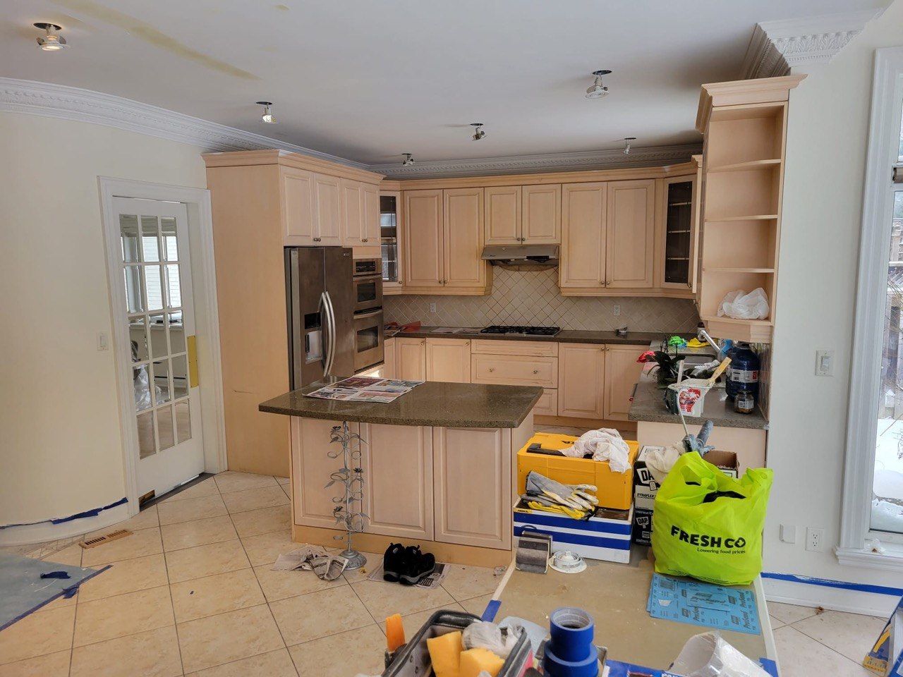 Kitchen cabinets before painting